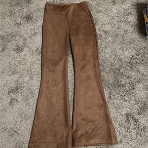 Chocolate brown velvet flare pants